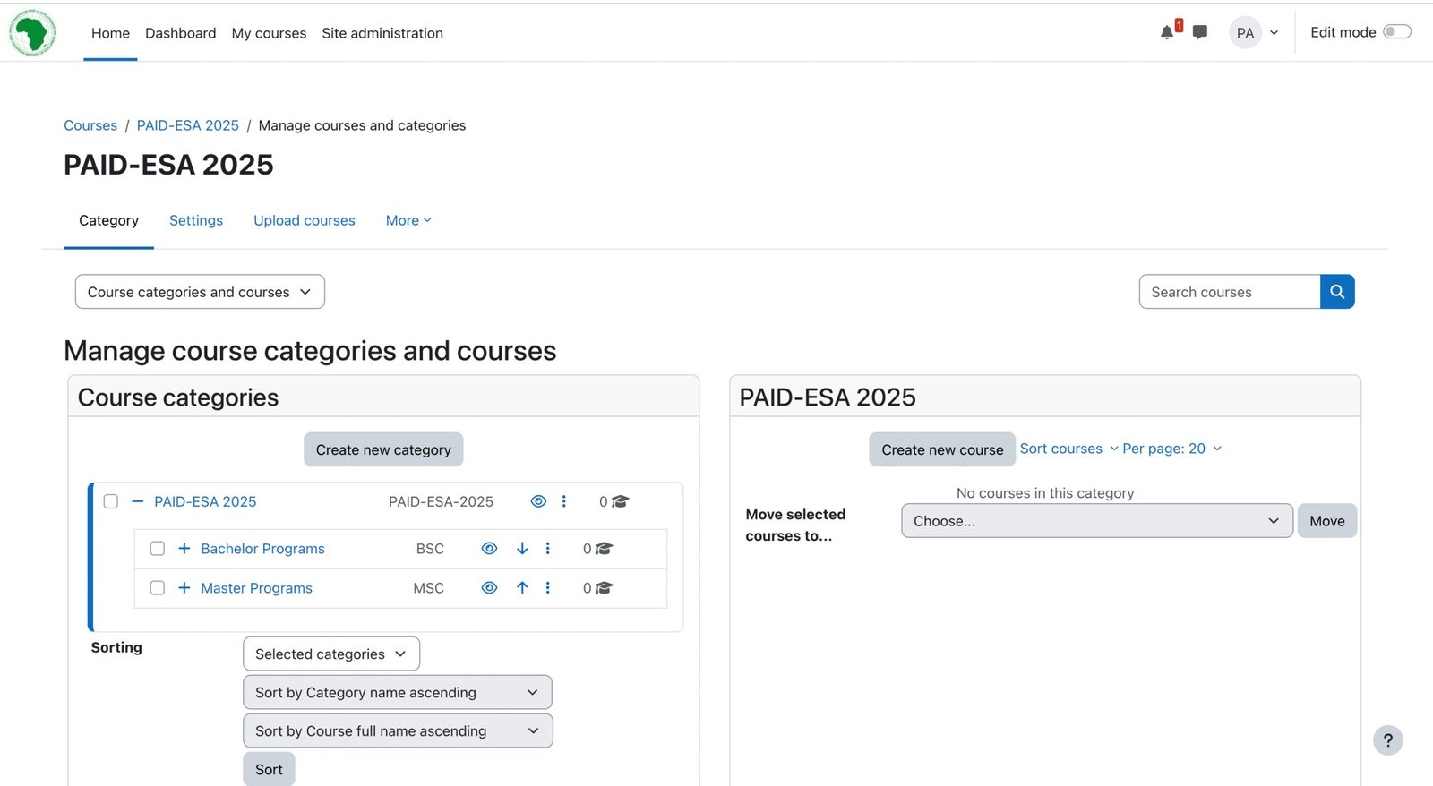 Plateforme e-learning de PAID-ESA