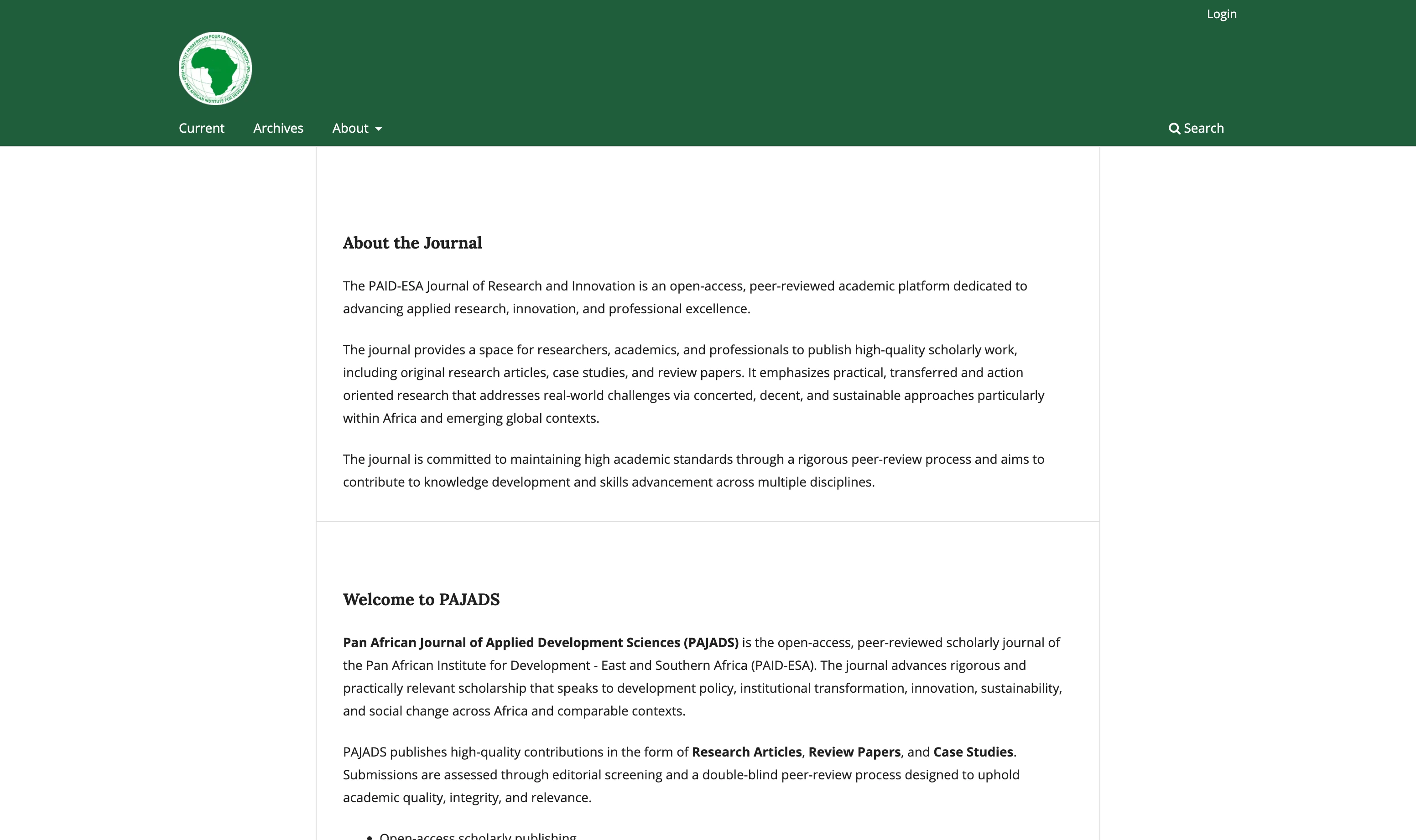 Plateforme de revue academique PAID-ESA